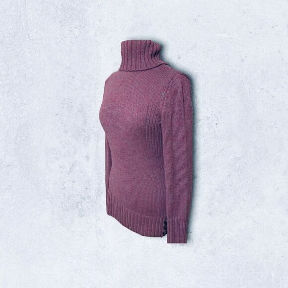 Ruff Hewn Long Sleeve Turtleneck Pink & Gray Cotton Knit Sweater size Medium - Picture 1 of 7